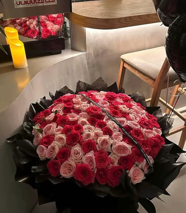 Bó hoa sinh nhật - kỉ niệm 100 bông hồng + đỏ