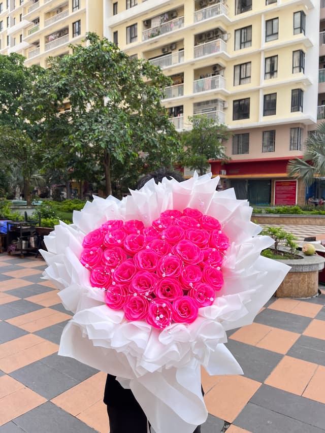 Bó hoa sáp trái tim lớn